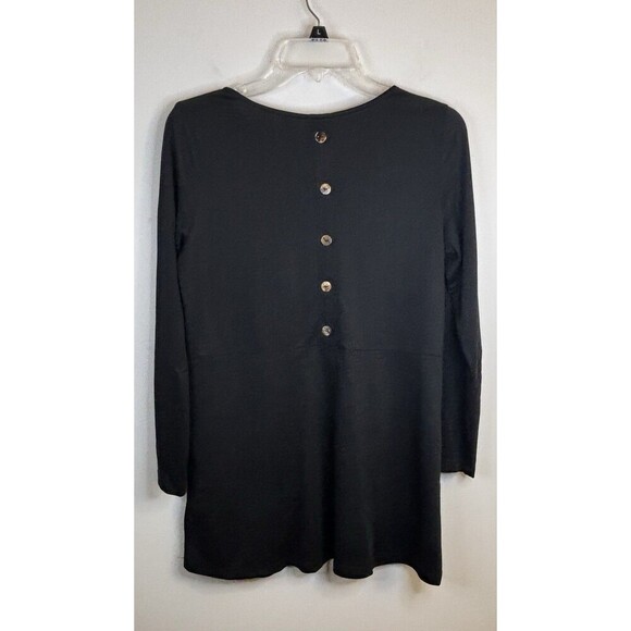 SOFT SURROUNDINGS Black Fairfax Tunic Women XS 3/4 Sleeve Buttons Pockets Top - Picture 3 of 9
